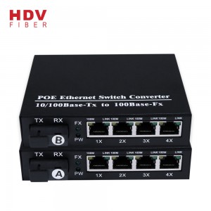 100Mbps Poe 4 Port Huawei Compatible Wall Mount Unmanaged Fiber Network Switch Price