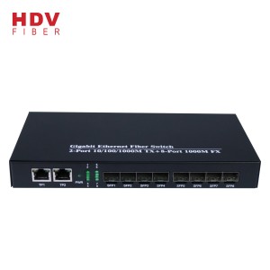Full Gigabit Ethernet 2 port ethernet switch with 8 SFP ports