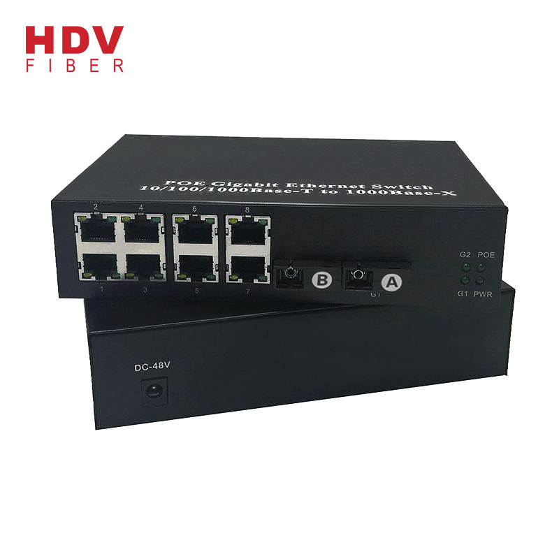 OEM/ODM Manufacturer Ftth - ethernet poe gigabit network switch With 2*1000M Optical Fiber Port and 8*10/100Base-TX RJ45 ports – HDV
