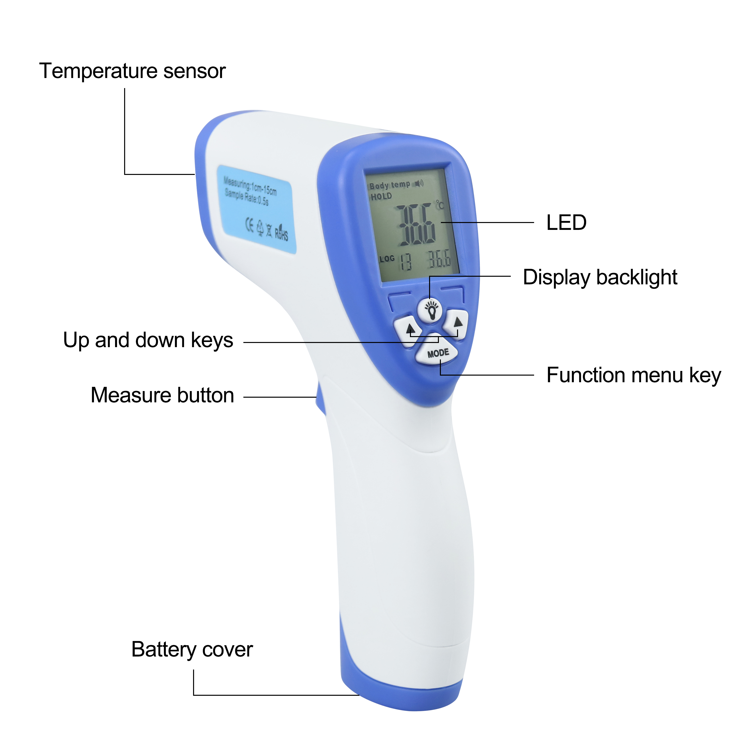 Digital Infrared Thermometer Forehead - In Stock CE FDA Approved No Contact Dc 3V Digital Head Touchless Thermometer Forehead – HDV