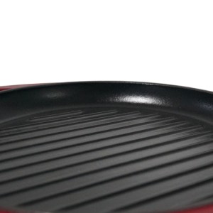 Cast Iron Two Ears Grill Griddle Pan Nonstick Enamel Coating Round Shape Reversible BBQ Pan Cast Iron Griddle