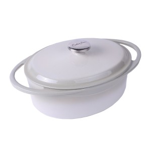 High Quality White Enamel Cast Iron Casseroles Cast Iron Dutch Ovens With Two Handle For Cast Iron Cookware