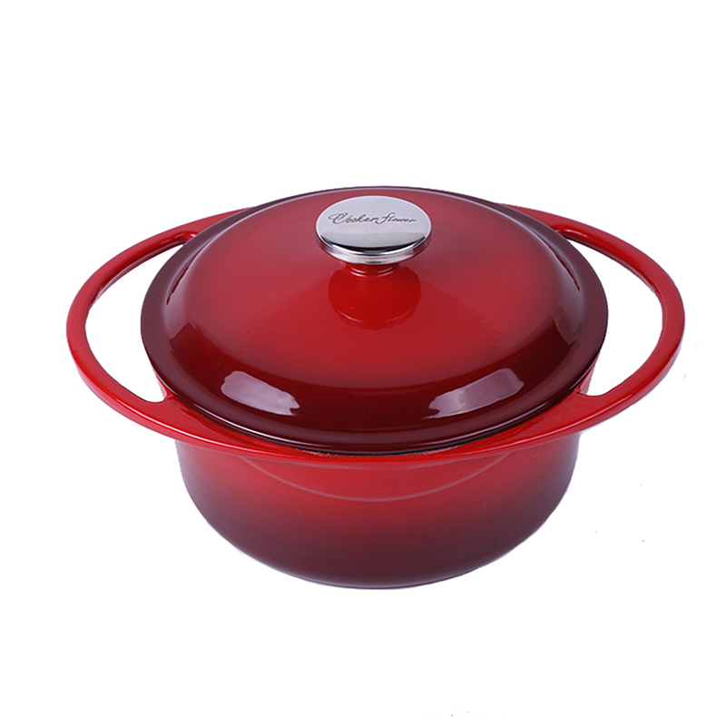 Lowest Price for Frying Casserole - Factory Red Gradual Change Double Ear Handle Cast Iron Soup Pot Cast Iron Casserole Cast Iron Dutch Oven – Chuihua