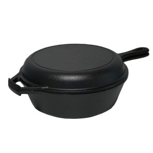 Pre-Seasoned 2-In-1 Cast Iron Multi Cooker–Heavy Duty Skillet And Lid Set, Non-Stick Kitchen Cookware Cast Iron Sauce Pan