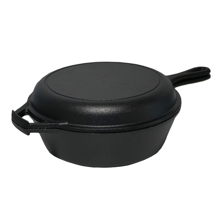 Manufacturer of Outdoor Cookware Cast Iron Skillet Pan - Pre-Seasoned 2-In-1 Cast Iron Multi Cooker – Heavy Duty Skillet and Lid Set, Versatile Non-Stick Kitchen Cookware – Chuihua