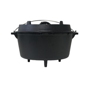 Camp Dutch Oven Pre Seasoned Cast Iron Lid Also a Skillet Casserole Pot with Lid