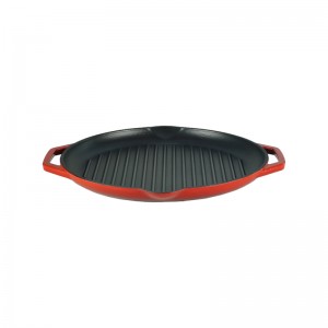 Wholesale Color Enamel Non-Stick OEM Size Indoor BBQ Grill Pan Cast Iron Griddle Pan For Cast Iron Cookware