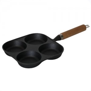 Best Price on Cast Iron Cookware Manufacturer - Cast Iron Frying Pan, 4 holes Cast Iron Omelette Egg Burger Cast Iron Muffin Pan Pancake Cooker Pans With Wooden Handle  – Chuihua