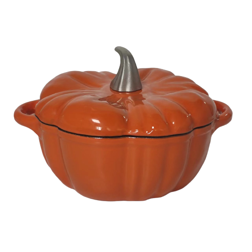 Dutch Oven Pumpkin-Shaped Cast Iron Pot Enamel Soup Pot 24cm Household Pig Iron Soup Enamel Pot Casserole Casserole with Lid – Fast Heat Conduction, Energy Saving, Easy to Clean