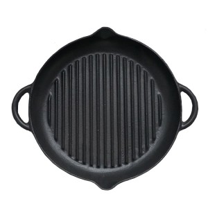 Cast Iron Round Non-stick Grill Griddle Cooking Pan