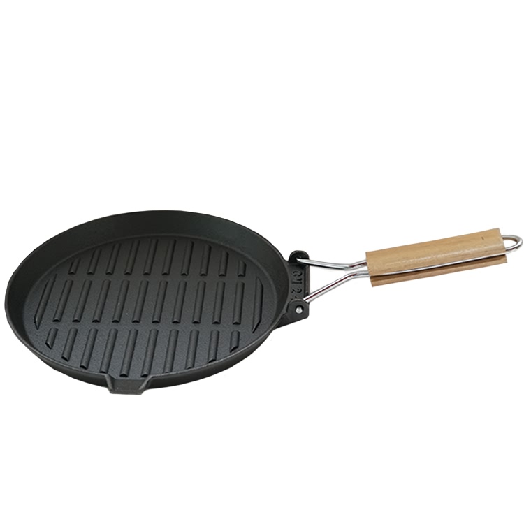 Short Lead Time for Non Stick Frying Pan With Cover - hot sale preseasoned wooden handle cast iron meat grill pan fry pan – Chuihua