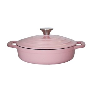 High quality Pink Round Cast Iron Dutch Oven Pot Cast Iron Casserole Soup Pot  For Cast Iron Cookware