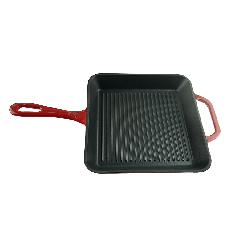 Good Quality Cast Iron Frying Panskillet With Wooden Handle - Square cast iron enamel frying pan with handle – Chuihua