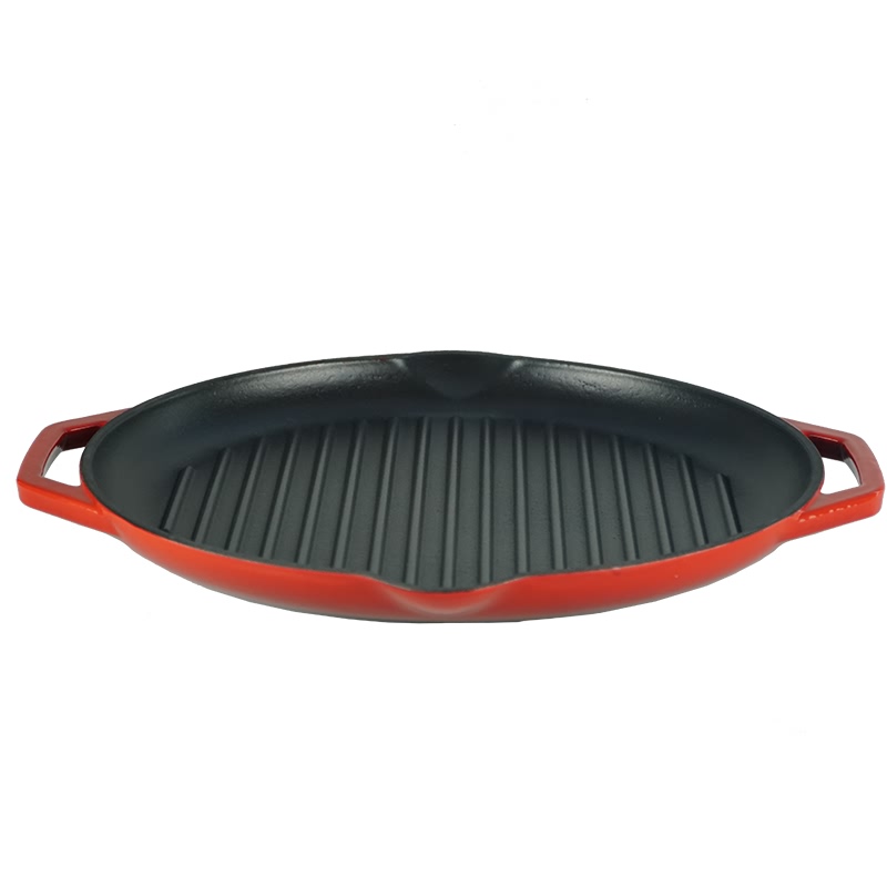 Factory Promotional Cast Iron Cookware Round Frying Pan - Wholesale color enamel oem size indoor bbq grill pan – Chuihua detail pictures