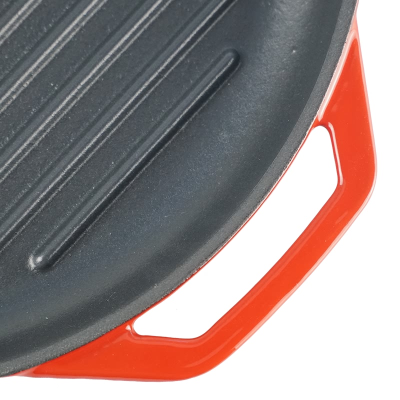 Factory Promotional Cast Iron Cookware Round Frying Pan - Wholesale color enamel oem size indoor bbq grill pan – Chuihua detail pictures