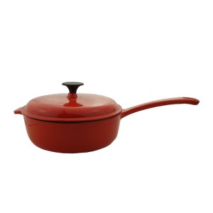 Wholesale Factory Enameled Coated Non Stick Cast Iron Round Sauce Pan With Lid And One Handle For Cast Iron Cookware