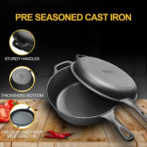 Pre-Seasoned Dutch Oven Cast Iron Skillet Pan Set