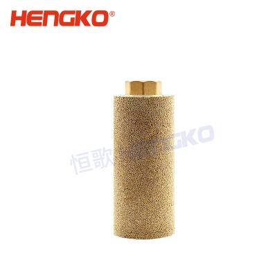 Porous metal sintered bronze brass filter uniaxial cylinders with one closed end with hex.