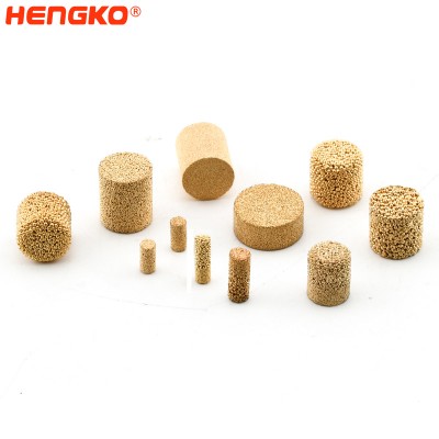 Porous sintered brass copper bronze components filter with geometries specifically designed for a particular function or machine