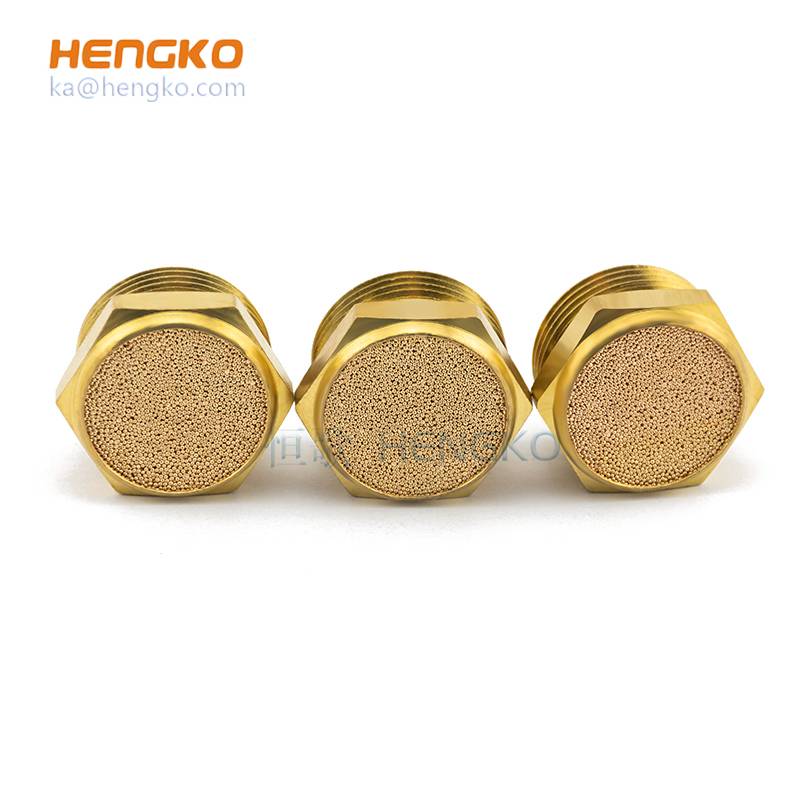OEM Factory for Porous Stone Filter -
 Pneumatic Sintered Air Bronze Breather Vent 1/2" Male NPT Brass Silencer Fitting – HENGKO
