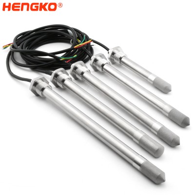 HENGKO Real-time monitoring dust-proof high temperature and relative humidity sensor probe with flange for industrial HVAC systems-wall mount