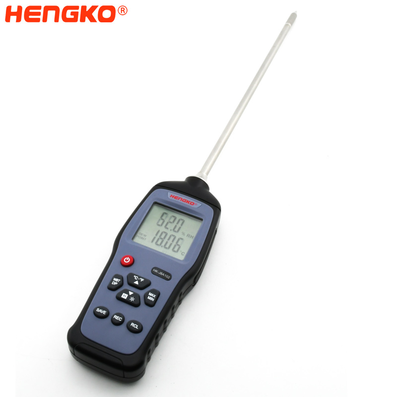 HK-J8A102 Handheld digital hygrometer with calibration certificate digital temperature humidity meter with logging Featured Image