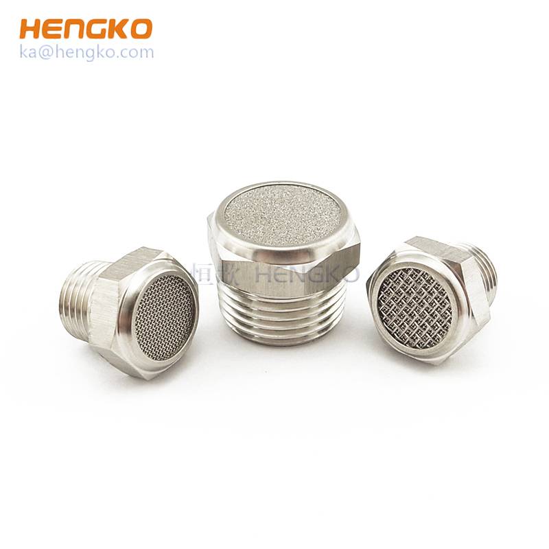 Porous metal sintered bronze brass filter uniaxial cylinders with one  closed end with hex.