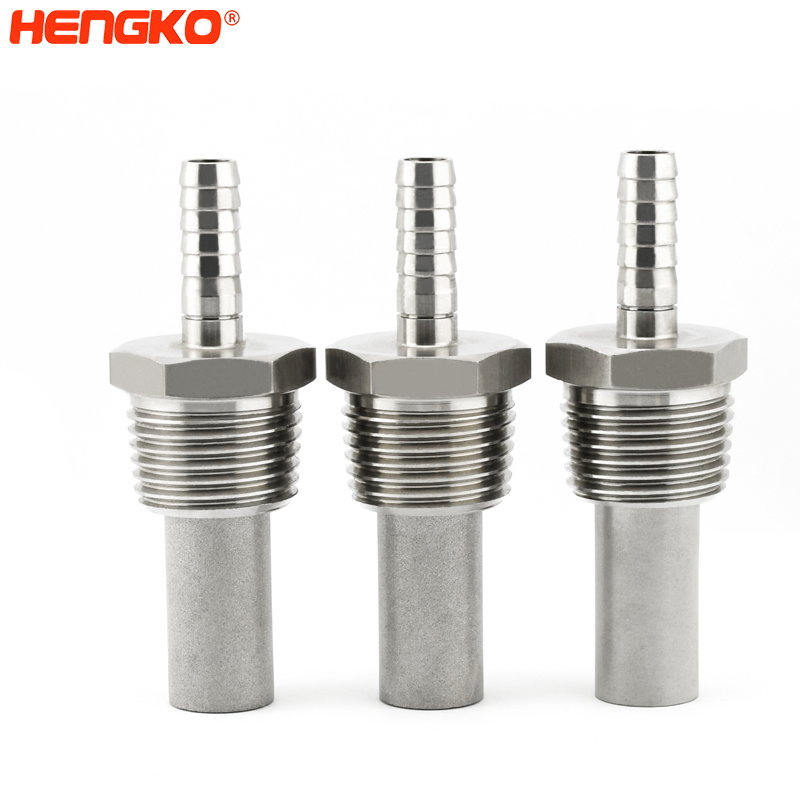 Carbonation Stones -
 Customized SFH01 Sintered porous metal stainless steel .5um with 1/2” NPT X 1/4” bard inline micro bubble aeration diffusion stone – HENGKO