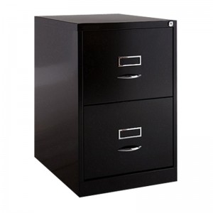 HG-001-D-2D Сталёвая шафа для файлаў з 2 шуфлядамі Металічная офісная шафа з ручкай з матавым чорным парашковым пакрыццём