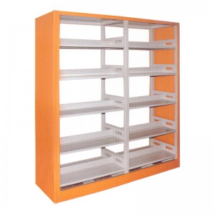 HG-B01-S4 6 Tiers Double-Upright Double-Sided Office Metal Shelf Booking Wooden Thermal Transferred Finish