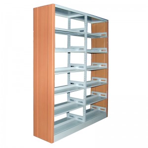 HG-B01-S4 6 طبقه قفسه کتاب فلزی دو طرفه فلزی دو طرفه فینیش حرارتی دانه چوبی