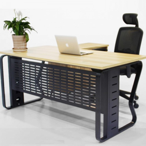 HG-B01-D25 Дызайнерская офісная мэбля з каркасам з нержавеючай сталі, драўляны працоўны стол для адміністрацыйнага офіса