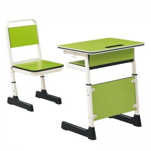 HG-A03 Dvigubas studentų stalas ir kėdė Metaliniai mokykliniai baldai Vaikų darbo stalas