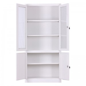 HD-ZD-003 Белый 4-дверный шкафчик со складной полустеклянной дверью Шкаф для хранения файлов