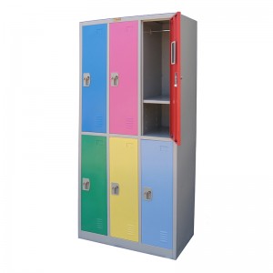 HG-026O Стоманено метално шкафче с персонализиран дизайн, шкафче за съхранение на дрехи с 6 врати