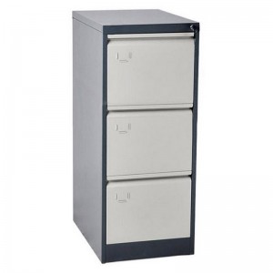 HG-002-B-3D-01 Вертикален метален шкаф с 3 чекмеджета и PVC държач за карти за офис и библиотека