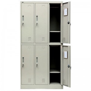 HG-026D-05 Reka bentuk tersuai perabot garis keluli kabinet loker logam 6 pintu untuk loker simpanan pakaian komersial keluli gim
