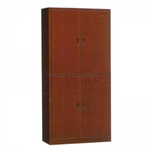 HG-041 Wood Grain Thermal Transferred 2-Tier Swing Door Metal Storage Cabinet
