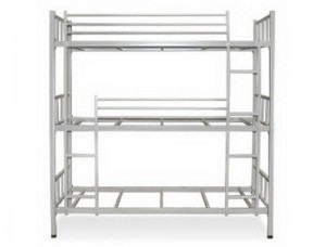 HG-54 School Furniture Metal Bunk Bed Large Space Bed Bedroom Frame Heavy Duty Adult 3 Layer Metal Bed