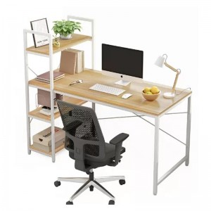HG-B01-D27 Perabot kantor desktop baja lan kayu kanthi rak buku, meja siswa lan kerah putih