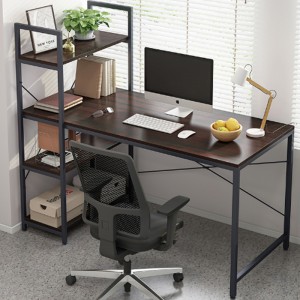 HG-B01-D27 Steel and wood desktop office furniture with bookshelves, student and white-collar desk
