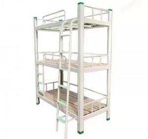 HG-55 ສາມຊັ້ນຂອງຕຽງນອນ Metal Bunk Bed Students Bed Frame Dormitory Bedroom Furniture School
