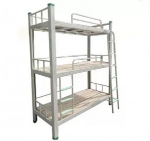 HG-55 Three Strats of the Bed Metal Bunk Bed Students Bed Frame Dormitory Conclave School Furniture