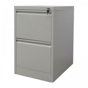 HG-001-B-2D 2 Drawers Metal Filing Cabinet Matt Light Grey RAL7035 With Swan Neck Grip Handle