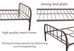 HG-56 מתכת מיטת יחיד מודרנית מלון מתכת בסיס מעונות מסגרת מיטת מעונות עיצובים פשוטים של מיטת יחיד