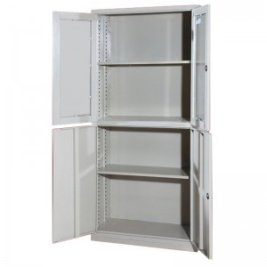 HG-010-02 Swing Door Upper Glass Lower Steel Steel Filing Cabinet / Knock Down Metal Stationery Cupboard