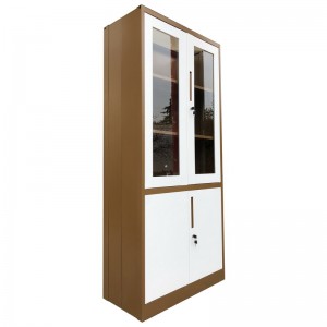 HD-ZD-003 Белый 4-дверный шкафчик со складной полустеклянной дверью Шкаф для хранения файлов