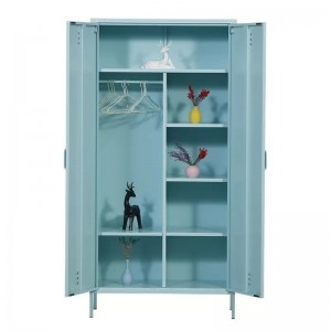 LC-2 modern design 2-dörrars metall Garderob garderob med spegel för hemmet
