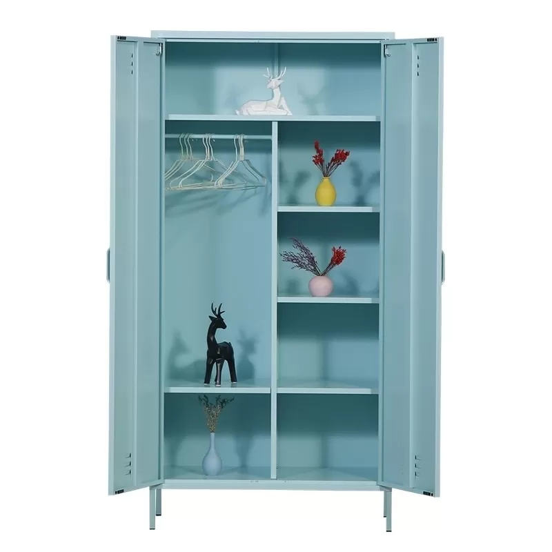 Best quality Metal Storage Cupboards For Garage - LC-2 modern design 2 door metal Wardrobe closet with mirror for home  – Hongguang