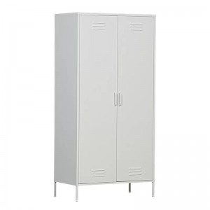 LC-2 ການອອກແບບທີ່ທັນສະໄຫມ 2 ປະຕູໂລຫະ Wardrobe closet ກັບກະຈົກສໍາລັບເຮືອນ